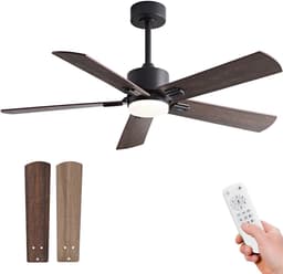 Ventilator Plafondventilator Met Verlichting 106,68 Cm 42 Inch Zwart Donker Walnoot 6 Snelheden Afstandsbediening Omkeerbaar Voor Woonkamer En Slaapkamer — thumbnail 3