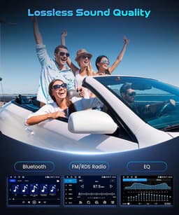 SnelShoppen - 10 Inch Rotating Android Car Radio 1 Din - 4GB + 64GB, GPS, Bluetooth, Wireless CarPlay/Android Auto, FM/RDS, WiFi, Mirror Link, Retro C — thumbnail 4