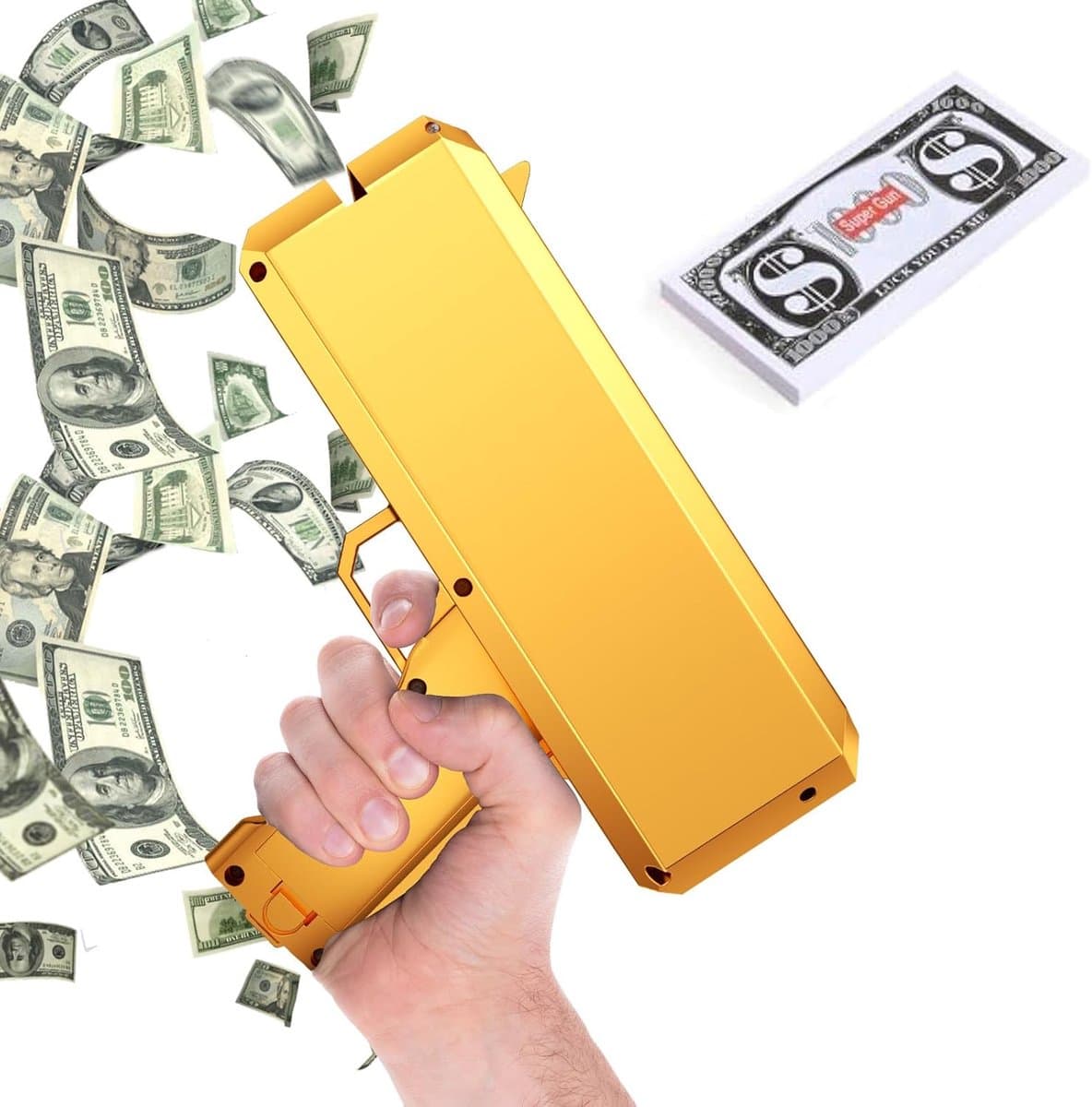 SnelShoppen - OBEST Money Gun Schietpistool, Neppapiergeld, Gouden Props Gun, Geldregen voor Feesten, Bruiloften, Party Games - Hoge Kwaliteit, Ultra — afbeelding 1
