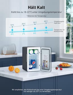 Mini Koelkast 6 Liter, Draagbare Mini Koelkast met Koelen & Verwarmen, Fluisterstil, 220V/12V, Vrijstaand, Zwart — thumbnail 3