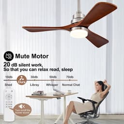 FloraGrace Ventilator – 42 Inch Met Verlichting En Afstandsbediening – Metaal En Hout – Nikkel – Voor Woonkamer En Terras – Omkeerbare DC Motor — thumbnail 5