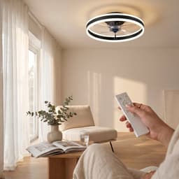 MiShar Plafond Ventilator Lamp - 51 CM - Smart Lamp - 6 Standen - 1 grote led strook - Dimbaar - Zwart - Kroonluchter LED Ventilator - Chandelier Fan - Woonkamer Lamp - Ventilator Lampen - Slaapkamer lamp - Eetkamerlamp — thumbnail 3