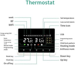 Slimme Thermostaat - Programmeerbare Kamerthermostaat - Temperatuur Regelen - App en Spraakbesturing - 135mm - Zwart — thumbnail 3