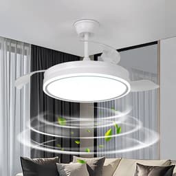 3 Blad Plafondventilator - LED Ventilator - Smart Lamp - 6 Snelheden - Bedienbaar Met Afstandsbediening & APP - 121 cm - Wit - Plafondventilatorlamp — thumbnail 1