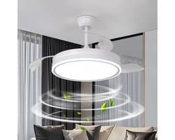 3 Blad Plafondventilator - LED Ventilator - Smart Lamp - 6 Snelheden - Bedienbaar Met Afstandsbediening & APP - 121 cm - Wit - Plafondventilatorlamp