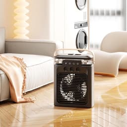 Persoonlijke Aircooler | Portable Air Conditioner, 3‑in‑1 Verdampingskoeler, bevochtiger en luchtreiniger, bureau‑ventilator met 7‑kleuren LED‑nachtlamp, USB‑voeding voor kantoor, thuis en reizen （Zwart） — thumbnail 4