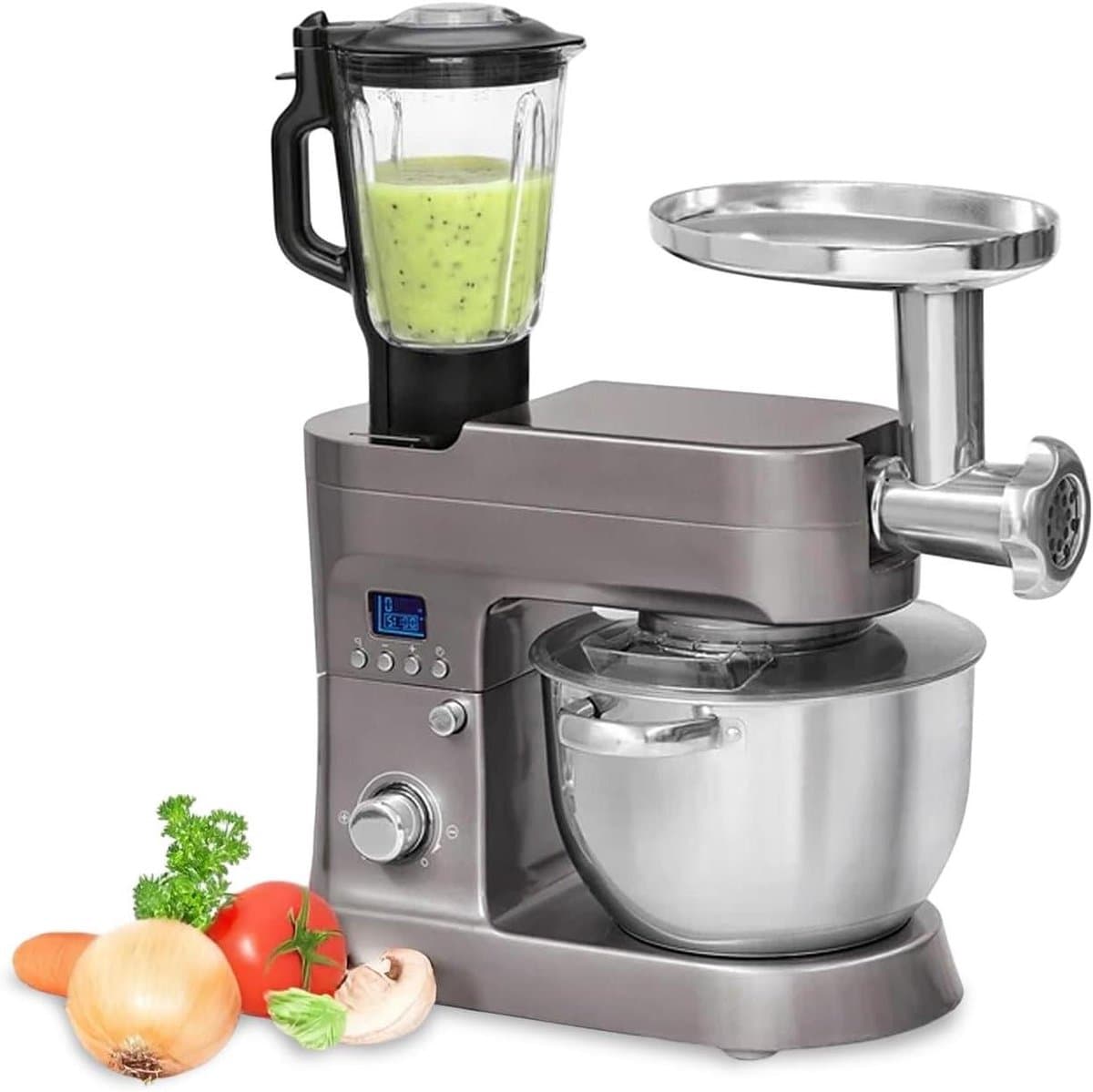 Planetaire Mixer - Keukenmachine Kneedmachine - Bakken en Koken - 12 Snelheden Timer - 62 Liter - Grijs — afbeelding 1