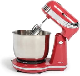 Keukenmachine - Banketrobot - Mengen en kneden - Compact vintage design - 3 Liter kom - Lichtrood — thumbnail 2