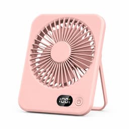 Oplaadbare USB-C Tafelventilator met LED Display, Vouwbaar en Stil, 180° Verstelbare Mini Ventilator voor Kantoor en Thuisgebruik, 2000mAh Accu - Roze — thumbnail 1