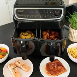 Dubbele Airfryer - Heteluchtfriteuse Dubbele Frituurpan - Gezond Frituren - Twee Aparte Lades - 9 Liter - Zilver — thumbnail 3