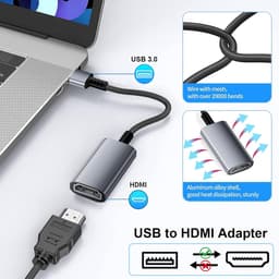 USB naar HDMI Adapter - Monitor Converter - Scherm Uitbreiden - USB 3.0 Connectie - 15.4 x 6.1 cm — thumbnail 2