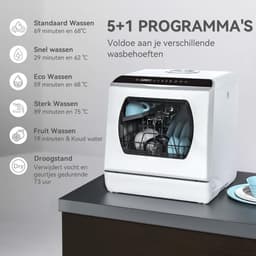 SP® Mini Vaatwasser - Vrijstaande Vaatwasser - Afwasmachine - Wit - 43cm x 43cm x 46cm — thumbnail 3