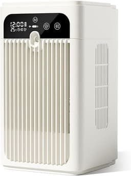 Draagbare airco met luchtbevochtiger – Persoonlijke verdampingskoeler met ventilator, timer, nevelstand, fluisterstille werking en oplaadbare accu (wit) – Geschikt voor slaapkamer, kantoor en camping — thumbnail 1