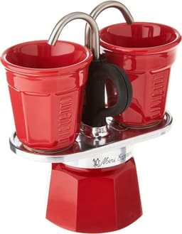 Mini Express Color, set espresso-apparaat 2 kopjes + 2 kopjes, aluminium, rood — thumbnail 1