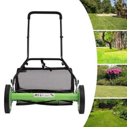 Handgrasmaaier – Handmaaier – Kooimesmaaier – Duwgrasmaaier – Gazonmaaier – 50,8 cm Maaibreedte – 9 Instelbare Maaihoogtes – 65-Mangaan Stalen Messen – Met Opvangzak – Groen — thumbnail 3