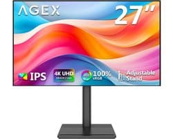 Z-Edge AGEX 27 Inch 4K Monitor UHD 3840x2160 IPS LED-monitor, 400 cd/m², FreeSync, HDR10, DP & HDMI, Hoogteverstelbaar, Kantelbaar, Draaibaar | PC-monitor 16:9, 400cd/m² helderheid, 100% sRGB, FreeSync, ultradunne rand, HDMI DisplayPort