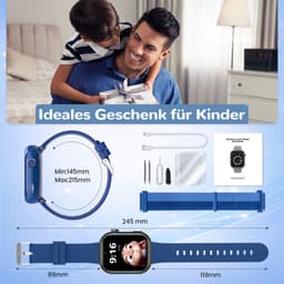 FOSMET 4G Smartwatch Kinderen - 2026 - GPS Horloge Kind met Telefoonfunctie - 1,83 Inch - SOS Knop & Videobellen - Dubbele Camera 3 MP - 1000mAh - Voor 4-12 Jaar - Voor Jongens - Android & iOS - Blauw — thumbnail 2
