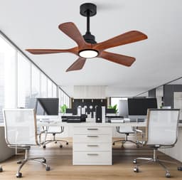 Plafondventilator Met Verlichting 42 Inch 5 Bladen Walnoot Zwart Met Afstandsbediening 6 Snelheden Omkeerfunctie Dimbaar Voor Woonkamer En Eetkamer — thumbnail 4