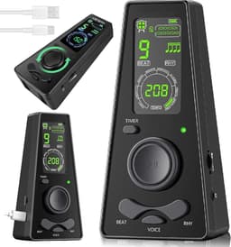 Digitale Metronoom - Elektronische Metronoom - 40-208 BPM - LCD-Display met Draaiknop - 9 Ritmepatronen en Instelbaar Volume - USB en 3 AAA-Batterijen - Voor Piano, Gitaar, Viool, Drums en Muziekoefening — thumbnail 1