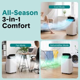 Mobiele airco 7000 BTU – Met WiFi en app – Ontvochtiger – Ventilator – Inclusief raamkit — thumbnail 5