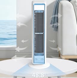 Bladeloze torenventilator - Tafelventilator - Ventilatoren - Ventilatoren staand - Tafel ventilator geluidloos - Ventilatoren verkoeling - 5 snelheidsstanden - Wit - ABS/PC/POK — thumbnail 4