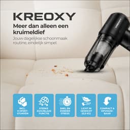 Kreoxy Kruimeldief Snoerloos – Handstofzuiger – Auto Stofzuiger – Sterke Zuigkracht – Air Duster – 9 Opzetstukken — thumbnail 2