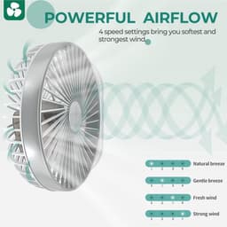Tafelventilator - Oplaadbare Tafelventilator - 4 Snelheden - Oscillatie - Stille Bureauventilator met 4000mAh Accu - Draadloze Fan voor Thuiswerken en Slaapkamer - Roze — thumbnail 3
