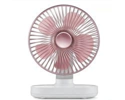 Tafelventilator - Oplaadbare Tafelventilator - 4 Snelheden - Oscillatie - Stille Bureauventilator met 4000mAh Accu - Draadloze Fan voor Thuiswerken en Slaapkamer - Roze