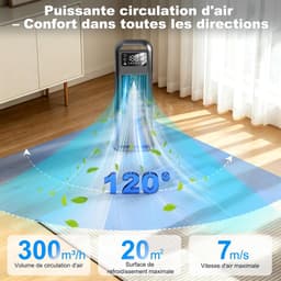 Mobiele Aircooler – 6-in-1 Luchtkoeler – Stil – 120° Oscillatie – 1200 ml – Zwart — thumbnail 3