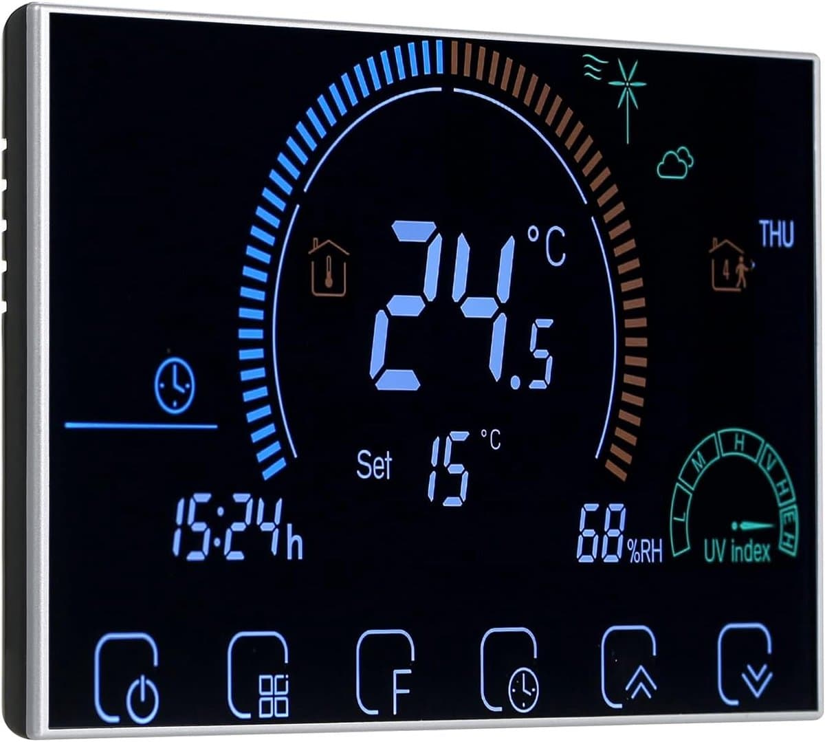 Slimme Thermostaat - Verwarmingsthermostaat App - Comfortabel Huis - Programmeerbaar LCD Touchscreen - 41-95F - Zwart — afbeelding 1