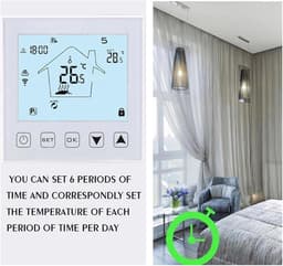 Slimme Thermostaat - Temperatuur Controller - Verwarming Regelen - Wifi Bediening - 86x86mm - Wit — thumbnail 3