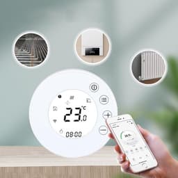Slimme Thermostaat - Temperatuurregelaar - Verwarming Regelen - App Bediening - 8.6 x 8.6 cm - Wit — thumbnail 3