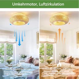 Plafondventilator met Verlichting – Stil – Bamboe – Afstandsbediening – 6 Snelheden – E27 – 51 cm — thumbnail 2