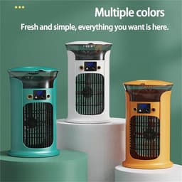 Ventilatoren Luchtkoeler - Mobiele luchtkoeler - Mini airco - Aircooler - Bladloze ventilator - Stil - 880ml watertank - Met LED verlichting - Voor bureau en slaapkamer - Geel — thumbnail 3