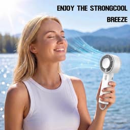 KZQ Handventilator Met Koelplaat - 3 Snelheden - 199 Instelbare Windstanden - Draagbare Ventilator Voor Zomeruitjes Kantoor Sport En Reizen - Wit — thumbnail 5