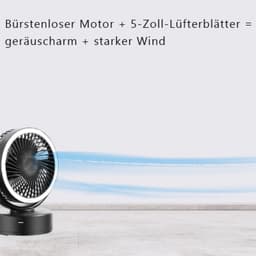 5000mAh campingventilator, tafelventilator, 3-in-1 mini USB-ventilator met LED-verlichting en haak, 360° draaibaar, plafondventilator met 3 snelheden, tentventilator met ventilator voor auto, buiten, camping, kantoor, thuis — thumbnail 2