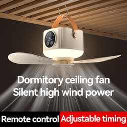 kampeer ventilator - tentventilator -Draagbare Plafondventilator - fan - plafondventilator - ventilator - plafond ventilator met verlichting - plafondventilator lamp - plafonventilator afstandsbediening - draagbare plafond ventilator - geel — thumbnail 5