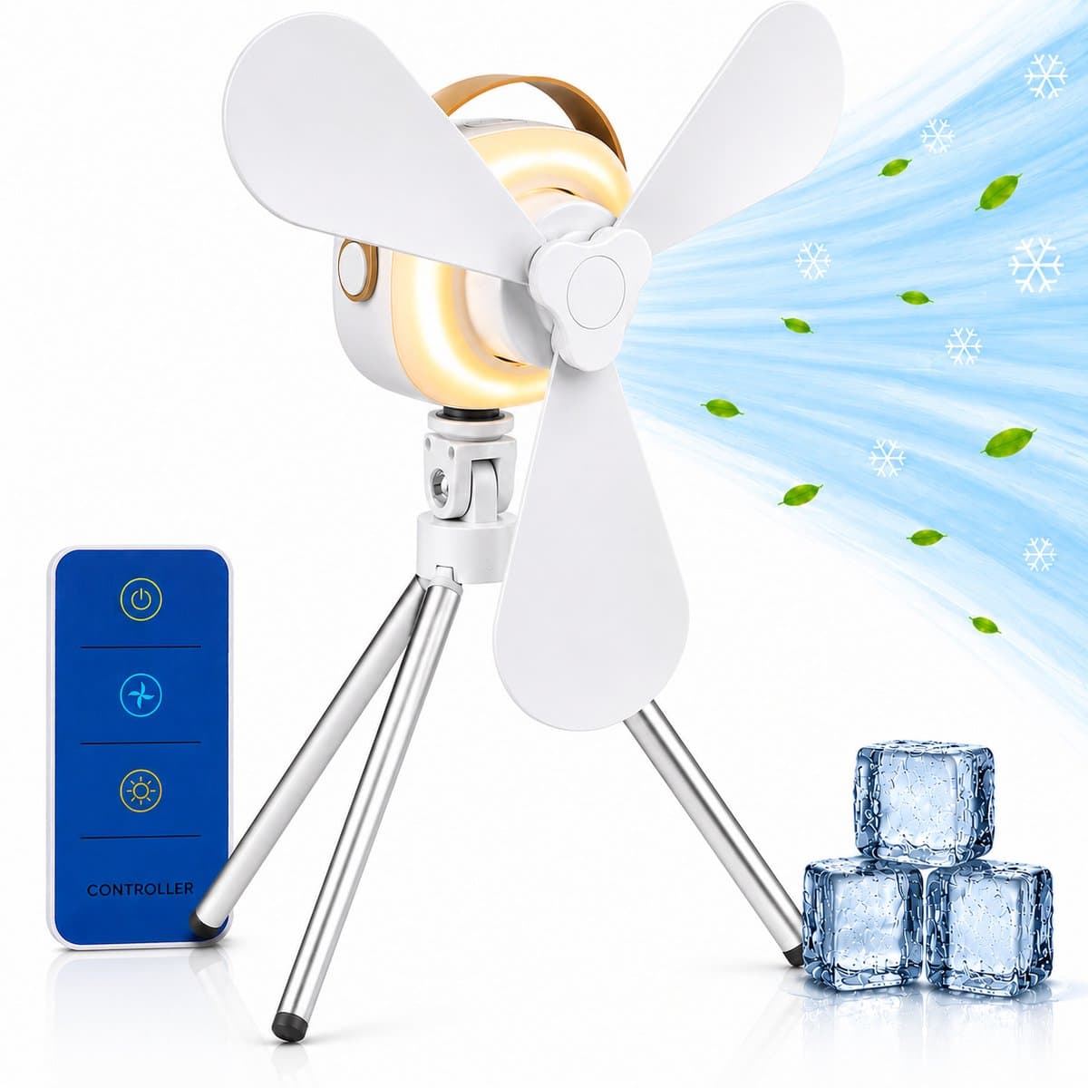 Lifetime Air Tafelventilator - Ventilator USB-C Oplaadbaar - Statief Ventilator met Nachtlampje en Afstandsbediening - Ventilator met Afstandsbediening en 3 Snelheden - Wit — afbeelding 1