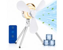 Lifetime Air Tafelventilator - Ventilator USB-C Oplaadbaar - Statief Ventilator met Nachtlampje en Afstandsbediening - Ventilator met Afstandsbediening en 3 Snelheden - Wit