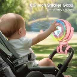 Kinderwagen Ventilator USB Oplaadbaar – 5200 mAh – 360° Draaibaar – Stil – 3 Snelheden – Flexibele Tripod – Roze — thumbnail 2