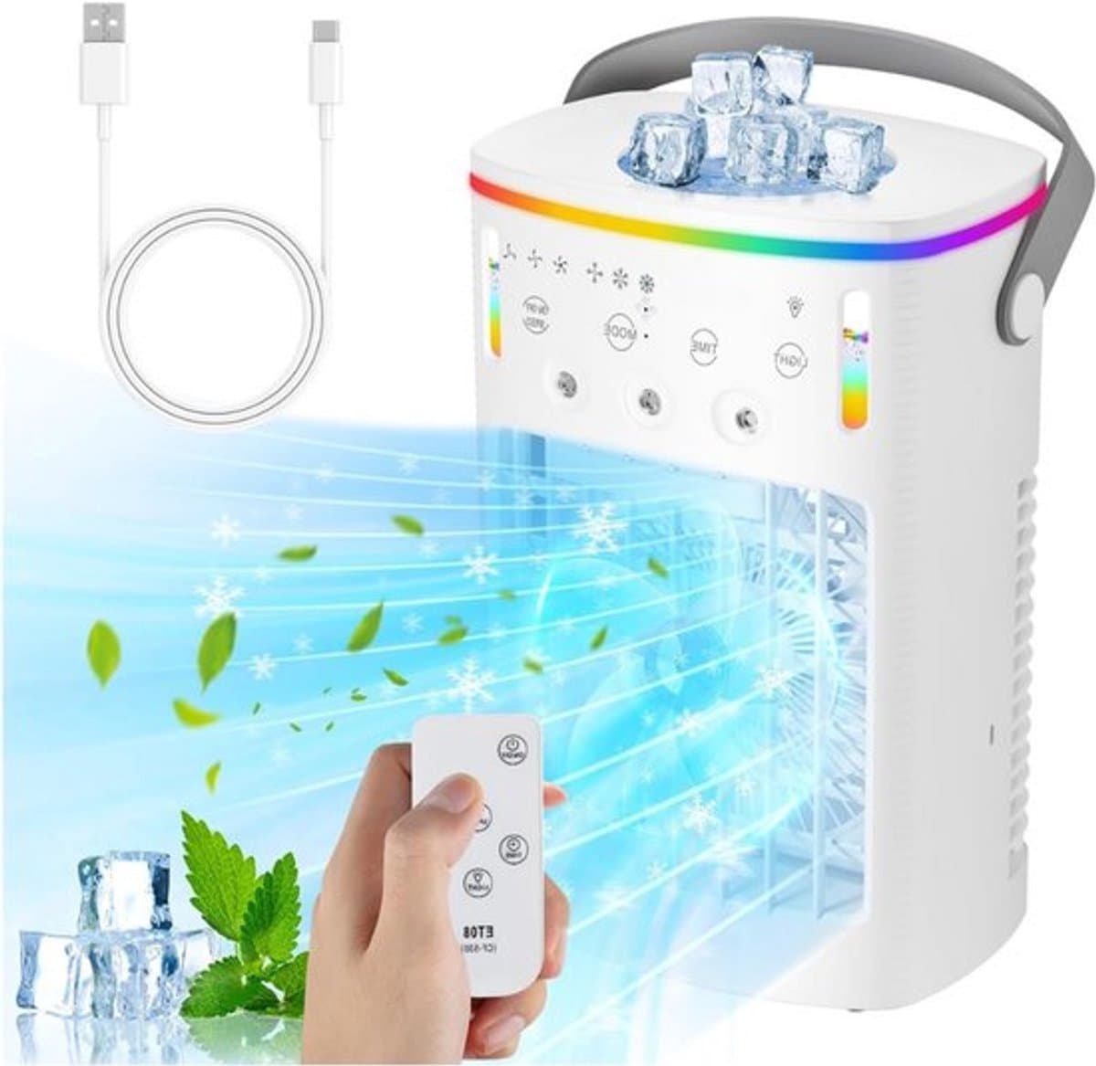 4-in-1 draagbare airconditioner - Met afstandsbediening - Draagbare luchtkoeler voor de slaapkamer (zonder flexibele slang) - Mini-airconditioner - Ventilator - Airconditioner - Luchtkoeler (drie standen) — afbeelding 1