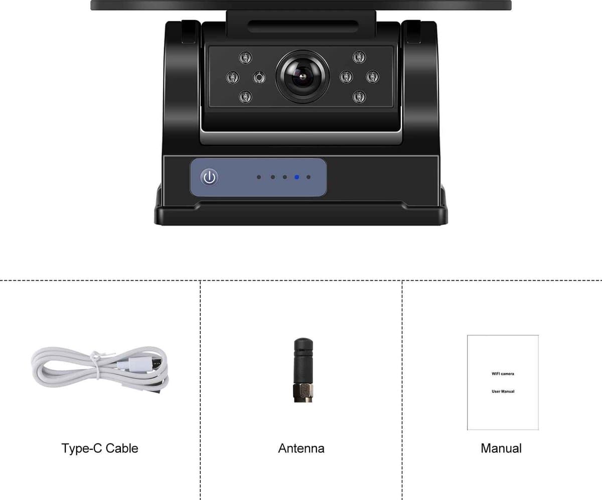 Casa Living Autocamera - Draadloze Achteruitrijcamera - 720P HD - Zonnepaneel Oplaadbaar - IP67 Waterdicht - Wifi Verbinding - Zwart — afbeelding 1