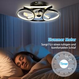 Ventilator Plafondlamp - Dimbaar Met Afstandsbediening - Smart Lamp - Zwart - 6 Standen - Moderne Ventilator Lamp - 64W — thumbnail 3