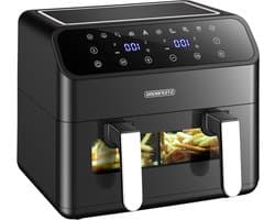 Dubbele Kamer Heteluchtfriteuse - Airfryer XXL Dubbele Friteuse - Gezond Koken - Twee Zones Apart Instelbaar - 8 Liter - Zwart