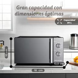 Magnetron met grill - Combimagnetron Oven - Eten Verwarmen - Spiegelfront Design - 20 liter - Zwart — thumbnail 2
