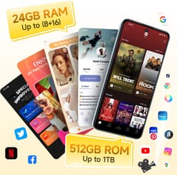 OUKITEL C68 Plus Mobiele Telefoon met 512 GB Opslag, 6000 mAh Accu, Android 15, Dubbel Beeldscherm — thumbnail 4