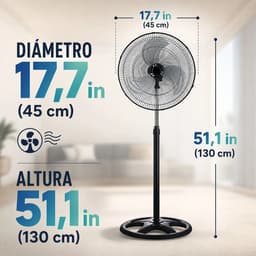 Wentinkmo Verticale staande ventilator - 45cm diameter verstelbare - hoogte tot 130cm - 3 snelheden — thumbnail 4
