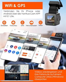 Dashcam voor auto - Zwart - 1,54 inch - Mini 1080P WiFi GPS Autocamera met Nachtzicht en Spraakbesturing — thumbnail 4