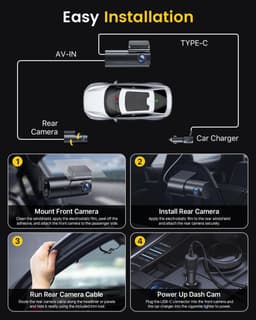 Dashcam voor auto - Zwart - Dual Camera Voor en Achter - 4K Ultra HD met WiFi en Parking Monitor - Voor Auto’s en SUV’s — thumbnail 5