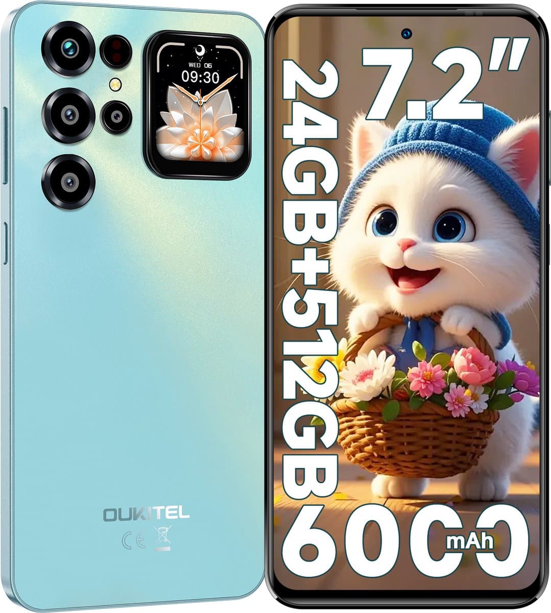 OUKITEL C68 Plus Mobiele Telefoon met 512 GB Opslag, 6000 mAh Accu, Android 15, Dubbel Beeldscherm — afbeelding 1